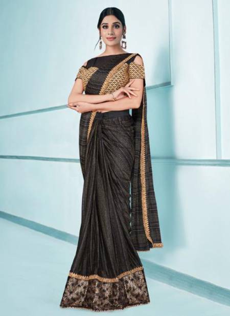 Black And Golden Colour NORITA 42100 ELURA Mahotsav New Designer Party Wear Lycra Saree Collection 42116